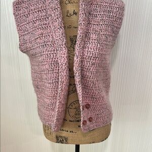 Handmade Pink Knit Women's Sweater Vest